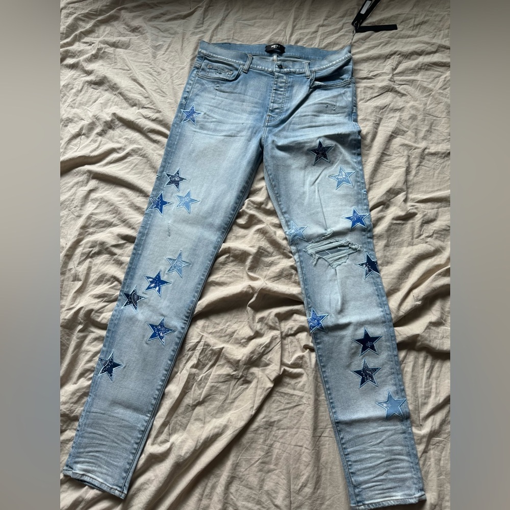 Brand New Men Amiri Star Patch, Stretch Jeans